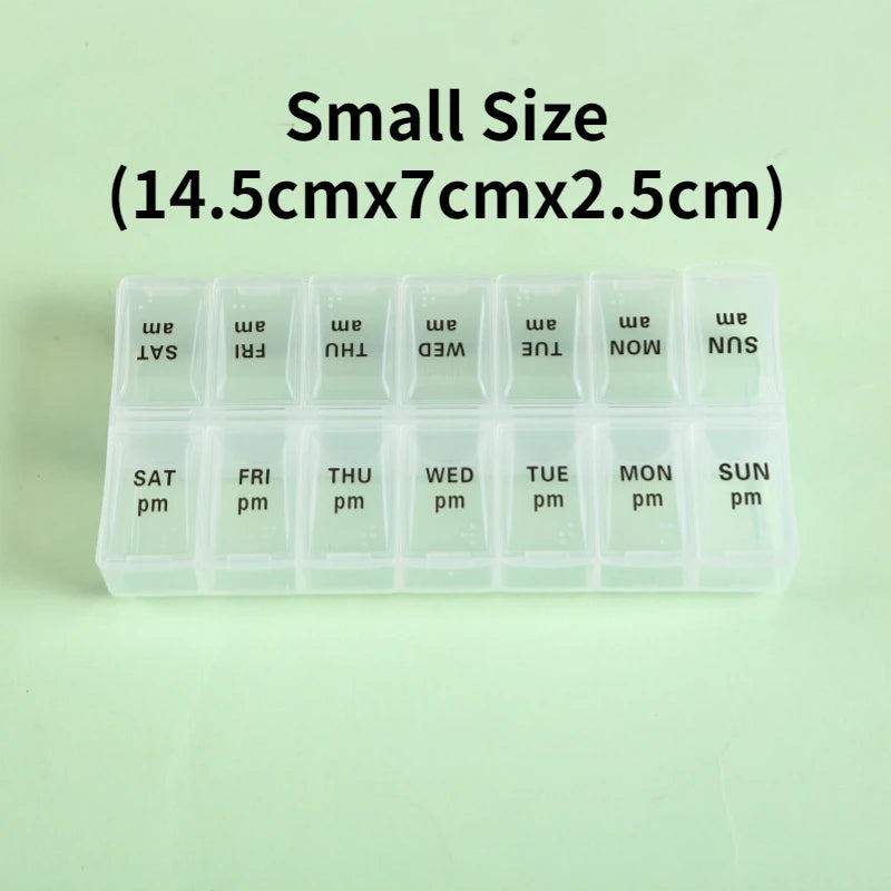 edistore, edistore.us, Weekly Portable Travel Pill Cases Box 7 Days Organizer 14 Grids Pills Container