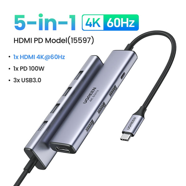 edistore.us, UGREEN USB C HUB 4K60Hz Type C to HDMI 2.0 RJ45 PD100W Adapter for MacBook iPad