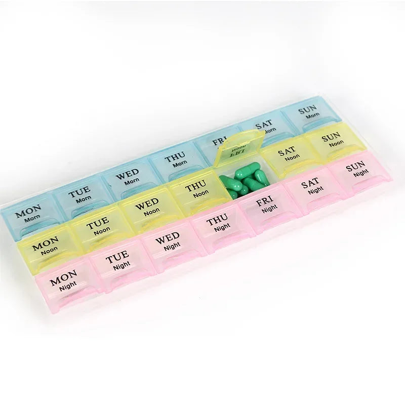 edistore, edistore.us, Portable Travel Pill Box Cases Organizer 7 Days 21 Grids 3 Times One Day with Large Compartments