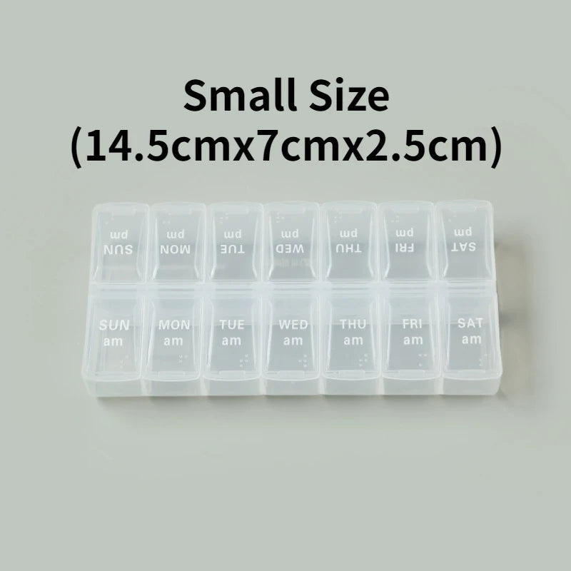 edistore, edistore.us, Weekly Portable Travel Pill Cases Box 7 Days Organizer 14 Grids Pills Container