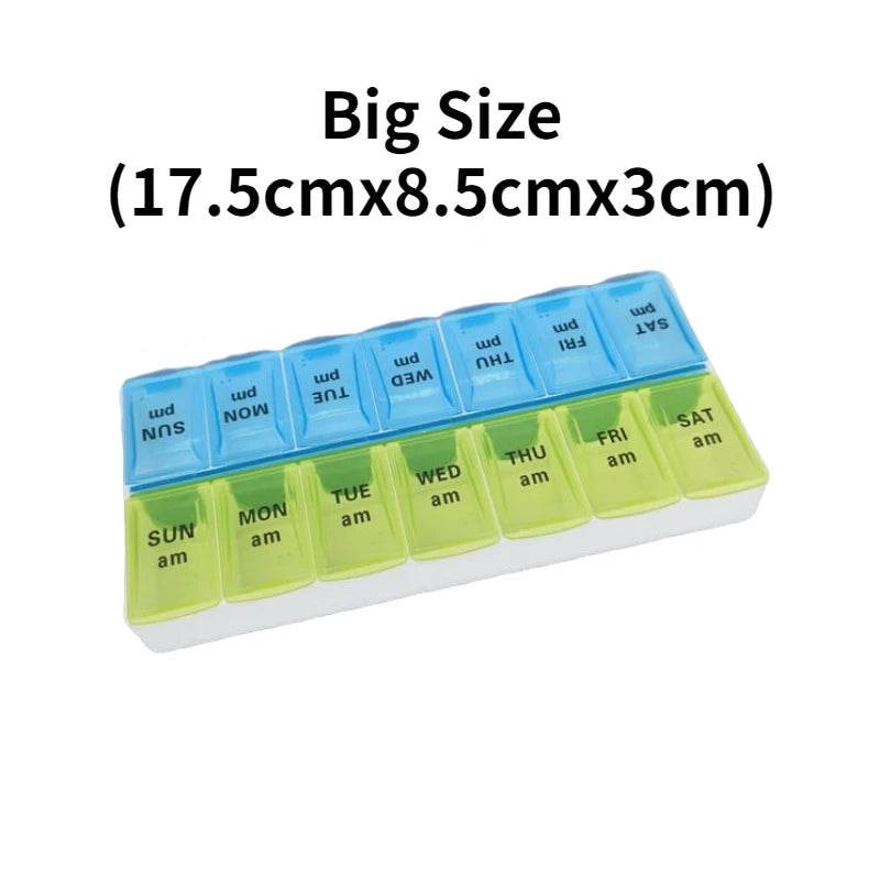 edistore, edistore.us, Weekly Portable Travel Pill Cases Box 7 Days Organizer 14 Grids Pills Container