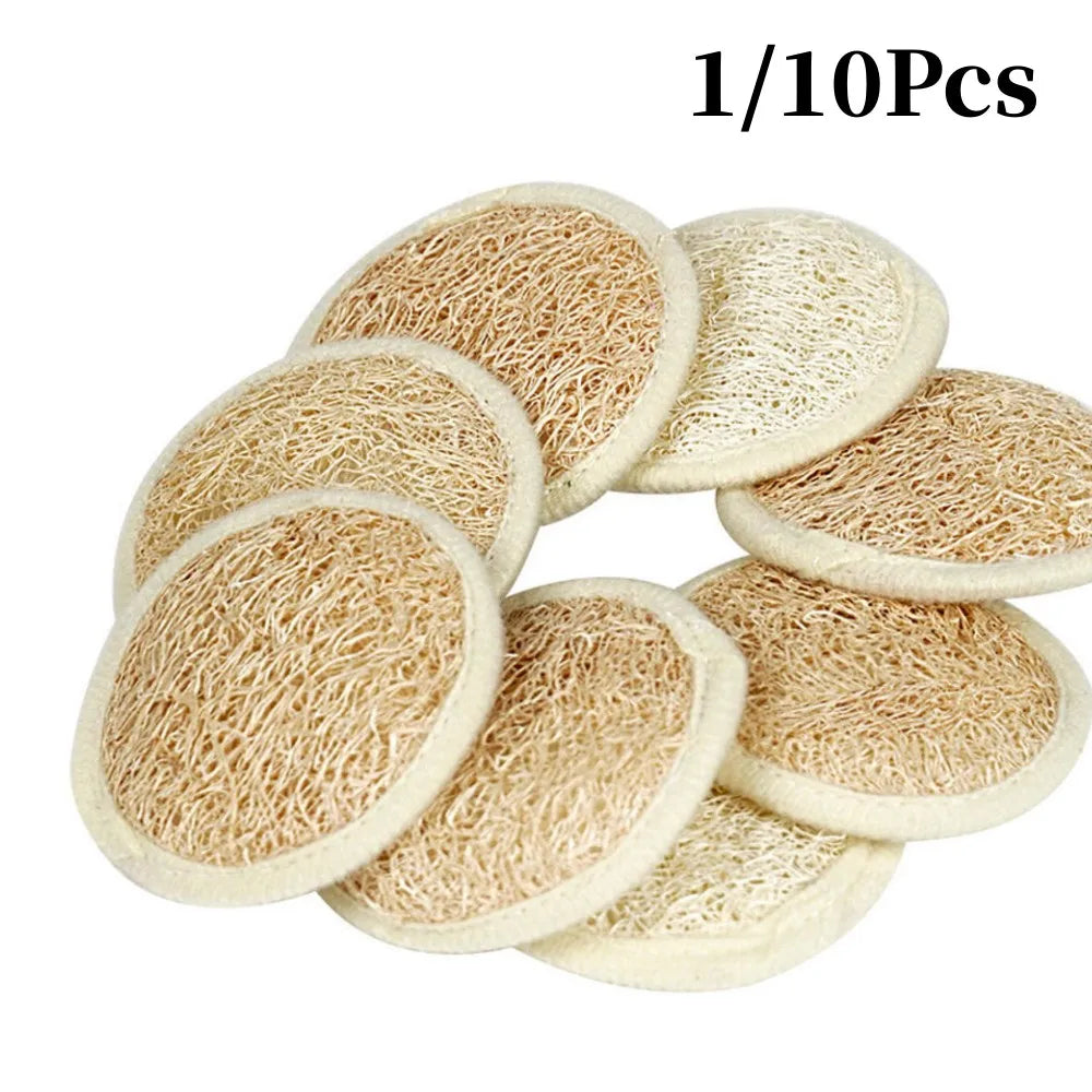 edistore, edistore.us, 1/10Pcs Natural Loofah Facial Cleaning Towel for Face Body Scrub Skin Exfoliating Sponge