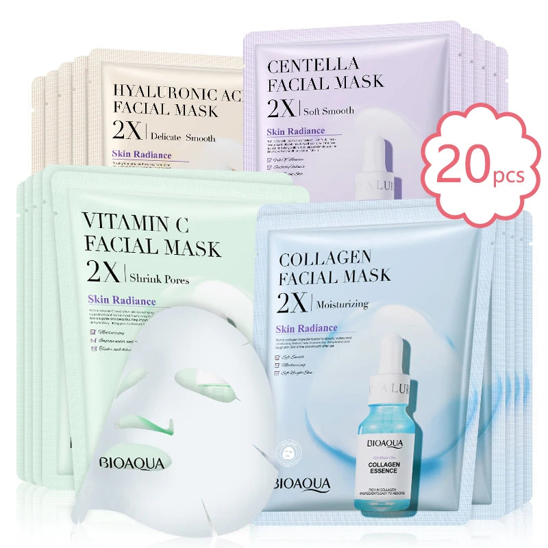 BIOAQUA Centella Collagen Face Mask VC Moisturizing Refreshing Sheet Masks, edistore, edistore.us