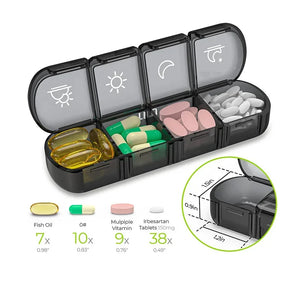 edistore, edistore.us, Pill Cases Box Organizer 7 Days 28 Grids 4 Times Portable Travel with fish oils